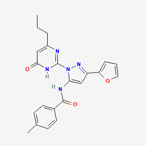 N-(3-(furan-2-yl)-1-(6-oxo-4-propyl-1,6-dihydropyrimidin-2-yl)-1H-pyrazol-5-yl)-4-methylbenzamide