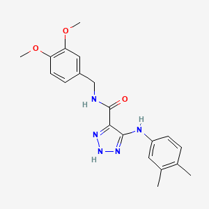 molecular formula C20H23N5O3 B14104394 N-(3,4-dimethoxybenzyl)-5-((3,4-dimethylphenyl)amino)-1H-1,2,3-triazole-4-carboxamide 