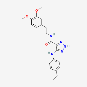 molecular formula C21H25N5O3 B14104424 N-(3,4-dimethoxyphenethyl)-5-((4-ethylphenyl)amino)-1H-1,2,3-triazole-4-carboxamide 