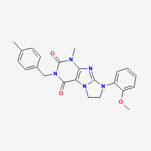 molecular formula C23H23N5O3 B14104455 8-(2-methoxyphenyl)-1-methyl-3-(4-methylbenzyl)-7,8-dihydro-1H-imidazo[2,1-f]purine-2,4(3H,6H)-dione 