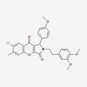 molecular formula C29H26ClNO6 B14104470 7-Chloro-2-[2-(3,4-dimethoxyphenyl)ethyl]-1-(4-methoxyphenyl)-6-methyl-1,2-dihydrochromeno[2,3-c]pyrrole-3,9-dione 