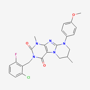 molecular formula C24H23ClFN5O3 B14104526 3-[(2-chloro-6-fluorophenyl)methyl]-9-(4-methoxyphenyl)-1,7-dimethyl-7,8-dihydro-6H-purino[7,8-a]pyrimidine-2,4-dione 