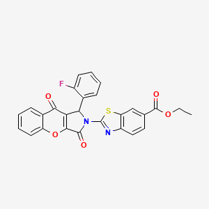 molecular formula C27H17FN2O5S B14104547 ethyl 2-[1-(2-fluorophenyl)-3,9-dioxo-3,9-dihydrochromeno[2,3-c]pyrrol-2(1H)-yl]-1,3-benzothiazole-6-carboxylate 