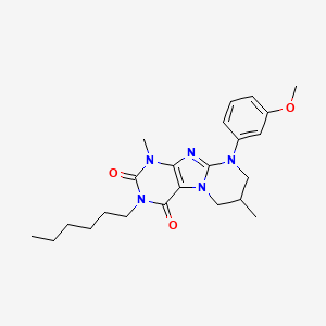 3-hexyl-9-(3-methoxyphenyl)-1,7-dimethyl-7,8-dihydro-6H-purino[7,8-a]pyrimidine-2,4-dione