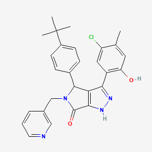 molecular formula C28H27ClN4O2 B14104571 4-(4-tert-butylphenyl)-3-(5-chloro-2-hydroxy-4-methylphenyl)-5-(pyridin-3-ylmethyl)-4,5-dihydropyrrolo[3,4-c]pyrazol-6(2H)-one 