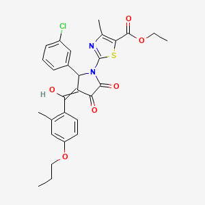 molecular formula C28H27ClN2O6S B14104603 Ethyl 2-{2-(3-chlorophenyl)-3-[hydroxy(2-methyl-4-propoxyphenyl)methylidene]-4,5-dioxopyrrolidin-1-yl}-4-methyl-1,3-thiazole-5-carboxylate CAS No. 6605-86-3