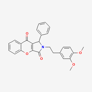 molecular formula C27H23NO5 B14104604 2-[2-(3,4-Dimethoxyphenyl)ethyl]-1-phenyl-1,2-dihydrochromeno[2,3-c]pyrrole-3,9-dione 