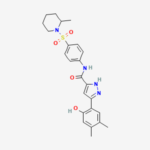 5-(2-hydroxy-4,5-dimethylphenyl)-N-{4-[(2-methylpiperidin-1-yl)sulfonyl]phenyl}-1H-pyrazole-3-carboxamide