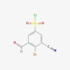 molecular formula C8H3BrClNO3S B1410469 4-Bromo-3-cyano-5-formylbenzenesulfonyl chloride CAS No. 1805485-95-3