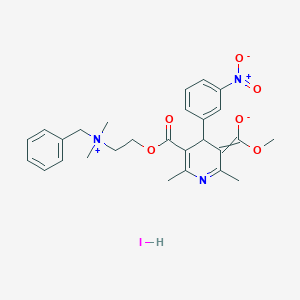 molecular formula C27H32IN3O6 B14104703 [5-[2-[benzyl(dimethyl)azaniumyl]ethoxycarbonyl]-2,6-dimethyl-4-(3-nitrophenyl)-4H-pyridin-3-ylidene]-methoxymethanolate;hydroiodide 