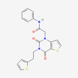 molecular formula C20H17N3O3S2 B14104724 2-(2,4-dioxo-3-(2-(thiophen-2-yl)ethyl)-3,4-dihydrothieno[3,2-d]pyrimidin-1(2H)-yl)-N-phenylacetamide 