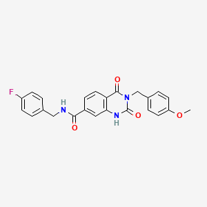 molecular formula C24H20FN3O4 B14104743 N-(4-fluorobenzyl)-3-(4-methoxybenzyl)-2,4-dioxo-1,2,3,4-tetrahydroquinazoline-7-carboxamide 