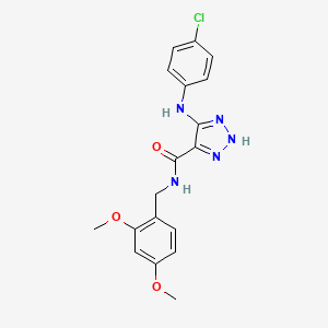 molecular formula C18H18ClN5O3 B14104802 5-((4-chlorophenyl)amino)-N-(2,4-dimethoxybenzyl)-1H-1,2,3-triazole-4-carboxamide 