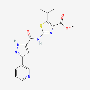 molecular formula C17H17N5O3S B14104809 methyl 5-(propan-2-yl)-2-({[5-(pyridin-3-yl)-1H-pyrazol-3-yl]carbonyl}amino)-1,3-thiazole-4-carboxylate 