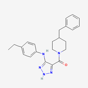 molecular formula C23H27N5O B14104810 (4-benzylpiperidin-1-yl)(5-((4-ethylphenyl)amino)-1H-1,2,3-triazol-4-yl)methanone 