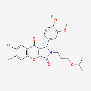 molecular formula C25H26ClNO6 B14104903 7-Chloro-1-(4-hydroxy-3-methoxyphenyl)-6-methyl-2-[3-(propan-2-yloxy)propyl]-1,2-dihydrochromeno[2,3-c]pyrrole-3,9-dione 