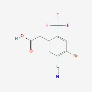 molecular formula C10H5BrF3NO2 B1410491 4-Bromo-5-cyano-2-(trifluoromethyl)phenylacetic acid CAS No. 1804407-17-7