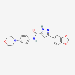 molecular formula C21H20N4O4 B14104985 5-(benzo[d][1,3]dioxol-5-yl)-N-(4-morpholinophenyl)-1H-pyrazole-3-carboxamide 