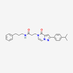 3-{4-oxo-2-[4-(propan-2-yl)phenyl]pyrazolo[1,5-a]pyrazin-5(4H)-yl}-N-(3-phenylpropyl)propanamide