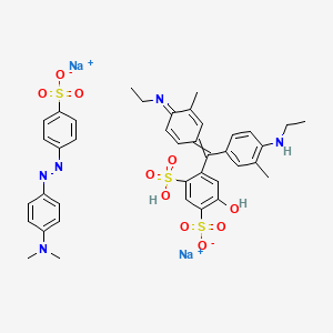 molecular formula C39H41N5Na2O10S3 B14105023 Disodium;4-[[4-(dimethylamino)phenyl]diazenyl]benzenesulfonate;4-[[4-(ethylamino)-3-methylphenyl]-(4-ethylimino-3-methylcyclohexa-2,5-dien-1-ylidene)methyl]-2-hydroxy-5-sulfobenzenesulfonate 