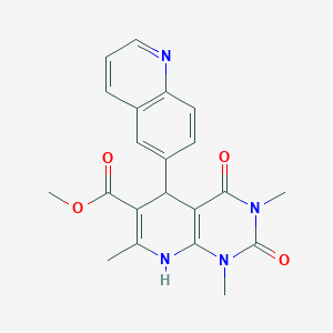 molecular formula C21H20N4O4 B14105027 Methyl 1,3,7-trimethyl-2,4-dioxo-5-(quinolin-6-yl)-1,2,3,4,5,8-hexahydropyrido[2,3-d]pyrimidine-6-carboxylate 