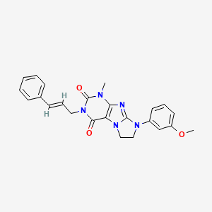 molecular formula C24H23N5O3 B14105092 6-(3-methoxyphenyl)-4-methyl-2-[(E)-3-phenylprop-2-enyl]-7,8-dihydropurino[7,8-a]imidazole-1,3-dione 