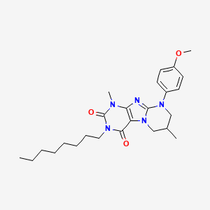 9-(4-methoxyphenyl)-1,7-dimethyl-3-octyl-7,8-dihydro-6H-purino[7,8-a]pyrimidine-2,4-dione