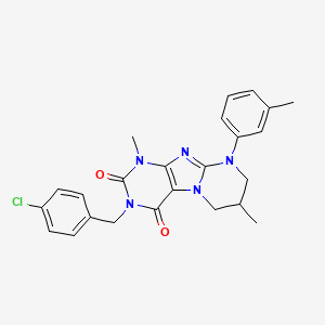 3-[(4-chlorophenyl)methyl]-1,7-dimethyl-9-(3-methylphenyl)-7,8-dihydro-6H-purino[7,8-a]pyrimidine-2,4-dione