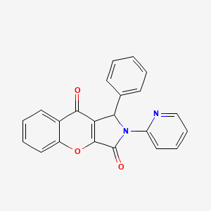 molecular formula C22H14N2O3 B14105210 1-Phenyl-2-(pyridin-2-yl)-1,2-dihydrochromeno[2,3-c]pyrrole-3,9-dione 