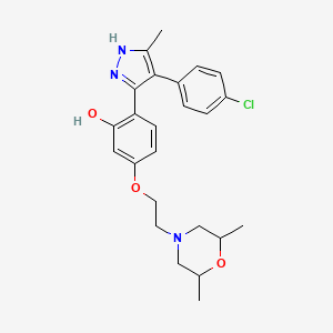 2-[4-(4-chlorophenyl)-3-methyl-1H-pyrazol-5-yl]-5-[2-(2,6-dimethylmorpholin-4-yl)ethoxy]phenol