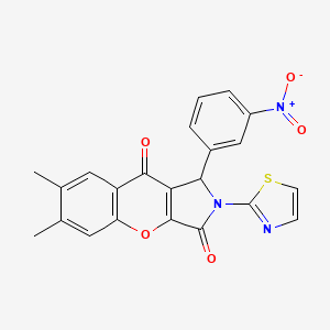 molecular formula C22H15N3O5S B14105239 6,7-Dimethyl-1-(3-nitrophenyl)-2-(thiazol-2-yl)-1,2-dihydrochromeno[2,3-c]pyrrole-3,9-dione 