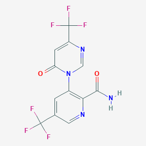 molecular formula C12H6F6N4O2 B1410527 3-(6-氧代-4-(三氟甲基)嘧啶-1(6H)-基)-5-(三氟甲基)吡啶甲酰胺 CAS No. 1823183-19-2