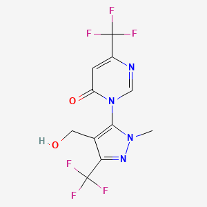 molecular formula C11H8F6N4O2 B1410528 3-(4-(羟甲基)-1-甲基-3-(三氟甲基)-1H-吡唑-5-基)-6-(三氟甲基)嘧啶-4(3H)-酮 CAS No. 1823182-38-2