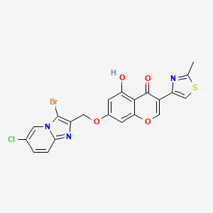 molecular formula C21H13BrClN3O4S B14105365 7-((3-bromo-6-chloroimidazo[1,2-a]pyridin-2-yl)methoxy)-5-hydroxy-3-(2-methylthiazol-4-yl)-4H-chromen-4-one 