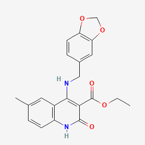 Ethyl 4-((benzo[d][1,3]dioxol-5-ylmethyl)amino)-6-methyl-2-oxo-1,2-dihydroquinoline-3-carboxylate