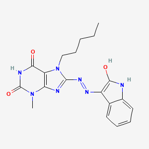 3-methyl-8-[(2E)-2-(2-oxo-1,2-dihydro-3H-indol-3-ylidene)hydrazinyl]-7-pentyl-3,7-dihydro-1H-purine-2,6-dione