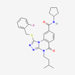 N-cyclopentyl-1-((2-fluorobenzyl)thio)-4-isopentyl-5-oxo-4,5-dihydro-[1,2,4]triazolo[4,3-a]quinazoline-8-carboxamide