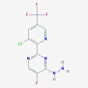 B1410542 2-(3-Chloro-5-(trifluoromethyl)pyridin-2-yl)-5-fluoro-4-hydrazinylpyrimidine CAS No. 1823183-39-6