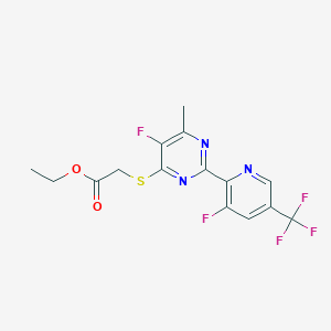 B1410544 Ethyl 2-((5-fluoro-2-(3-fluoro-5-(trifluoromethyl)pyridin-2-yl)-6-methylpyrimidin-4-yl)thio)acetate CAS No. 1823182-79-1
