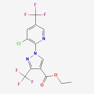 molecular formula C13H8ClF6N3O2 B1410547 ethyl 1-(3-chloro-5-(trifluoromethyl)pyridin-2-yl)-3-(trifluoromethyl)-1H-pyrazole-4-carboxylate CAS No. 1823184-24-2