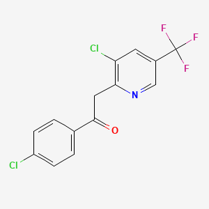 molecular formula C14H8Cl2F3NO B1410548 2-(3-Chloro-5-(trifluoromethyl)pyridin-2-yl)-1-(4-chlorophenyl)ethanone CAS No. 1823182-92-8