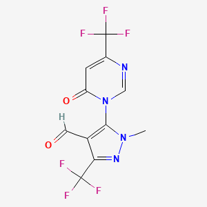 1-methyl-5-(6-oxo-4-(trifluoromethyl)pyrimidin-1(6H)-yl)-3-(trifluoromethyl)-1H-pyrazole-4-carbaldehyde