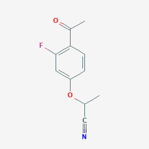 molecular formula C11H10FNO2 B1410555 2-(4-乙酰基-3-氟苯氧基)丙腈 CAS No. 1697381-04-6