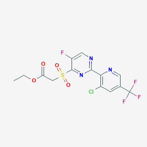 molecular formula C14H10ClF4N3O4S B1410566 Ethyl 2-((2-(3-chloro-5-(trifluoromethyl)pyridin-2-yl)-5-fluoropyrimidin-4-yl)sulfonyl)acetate CAS No. 1823184-21-9