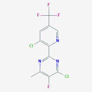 molecular formula C11H5Cl2F4N3 B1410568 4-Chloro-2-(3-chloro-5-(trifluoromethyl)pyridin-2-yl)-5-fluoro-6-methylpyrimidine CAS No. 1823182-26-8