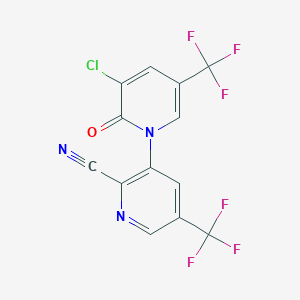 molecular formula C13H4ClF6N3O B1410570 3-chloro-2-oxo-5,5'-bis(trifluoromethyl)-2H-[1,3'-bipyridine]-2'-carbonitrile CAS No. 1823187-96-7