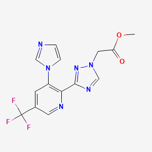 molecular formula C14H11F3N6O2 B1410572 methyl 2-(3-(3-(1H-imidazol-1-yl)-5-(trifluoromethyl)pyridin-2-yl)-1H-1,2,4-triazol-1-yl)acetate CAS No. 1823188-37-9