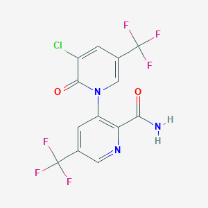 B1410574 3-chloro-2-oxo-5,5'-bis(trifluoromethyl)-2H-[1,3'-bipyridine]-2'-carboxamide CAS No. 1823182-37-1