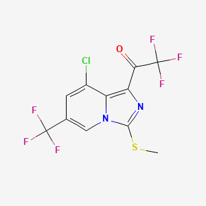 molecular formula C11H5ClF6N2OS B1410579 1-(8-Chloro-3-(methylthio)-6-(trifluoromethyl)imidazo[1,5-a]pyridin-1-yl)-2,2,2-trifluoroethanone CAS No. 1823184-43-5