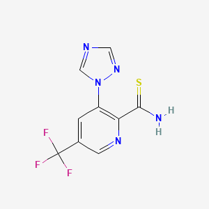 molecular formula C9H6F3N5S B1410580 3-(1H-1,2,4-triazol-1-yl)-5-(trifluoromethyl)pyridine-2-carbothioamide CAS No. 1823183-11-4